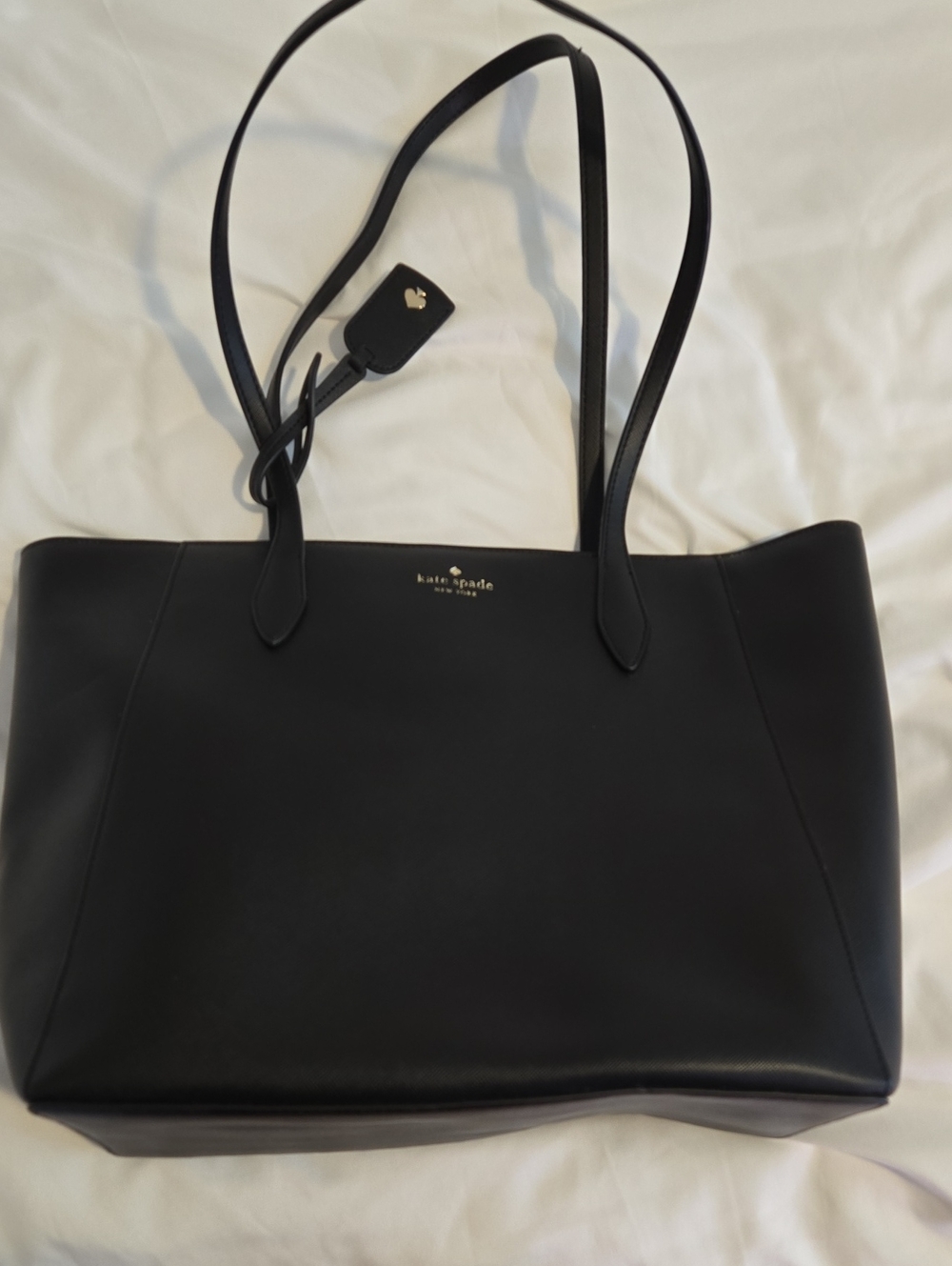 kate spade Black Leather Tote with Gold Logo
